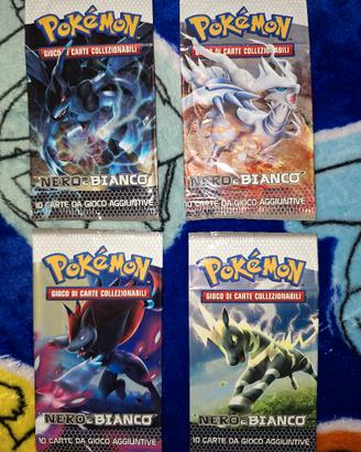 4 bustine Pokémon VUOTE nero & bianco