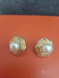 Orecchini vintage a clip anni '80 con perla