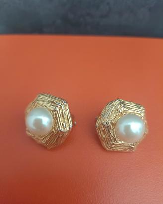 Orecchini vintage a clip anni '80 con perla