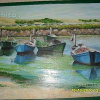 Barche nello stagno di Marceddì Oristano Sardegna