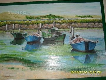 Barche nello stagno di Marceddì Oristano Sardegna