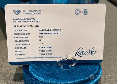 Solitario anello con diamante recarlo 0.50