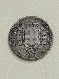 1 Lira Argento 1863 Vittorio Em. II Regno Italia