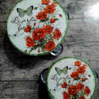 Tamburelli decorati 10x10cm a 9euro, 14x14cm a 12e