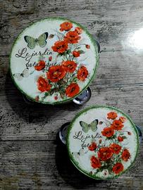 Tamburelli decorati 10x10cm a 9euro, 14x14cm a 12e