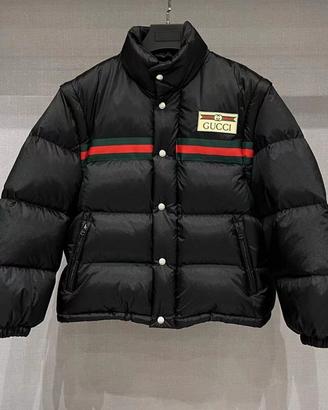 Piumino bomber Gucci con etichetta Web a righeNero
