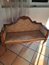 panchina vintage legno e tessuto