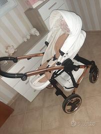 JUNAMA Duo Diamond Pelle bianca telaio Oro Giallo