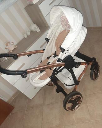 JUNAMA Duo Diamond Pelle bianca telaio Oro Giallo