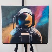 Quadro astronauta – dipinto a olio su cartone tela