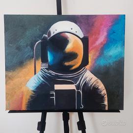 Quadro astronauta – dipinto a olio su cartone tela