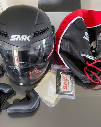 Casco Moto Jet SMK - Nero Opaco - Completo di Sacc
