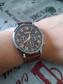 Orologio elegante uomo Geneva cinturino marrone pe