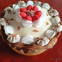 Biscottiera o porta dolci fragole e meringhe