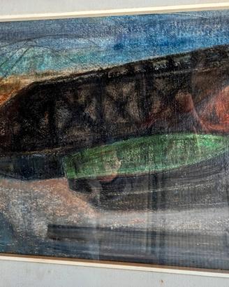 dipinto olio su legno barca di Ademaro Musetti 