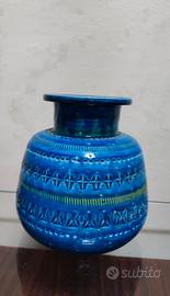 Vaso in ceramica di Bitossi - blu Rmini - vintage