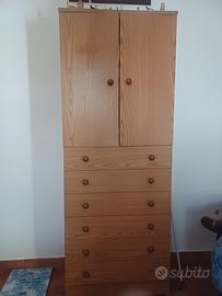 Armadio 62 X 33 X  161 cm a due ante con cassetti 