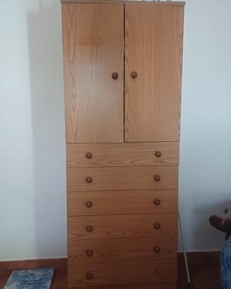 Armadio 62 X 33 X  161 cm a due ante con cassetti 