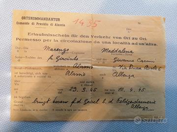 lasciapassare nazista anno 1945 