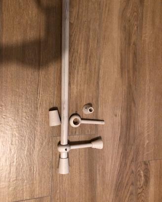 Bastone tenda in legno 2m + 2 supporti d=25mm