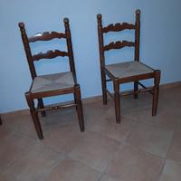 Sedie  legno originale con seduta  di corda 