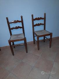 Sedie  legno originale con seduta  di corda 