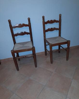 Sedie  legno originale con seduta  di corda 