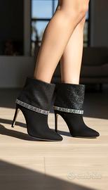 Stivaletti, tacco, scamosciato, nero, Guess, n.37