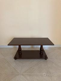 Tavolino da salotto vintage in legno a due livelli