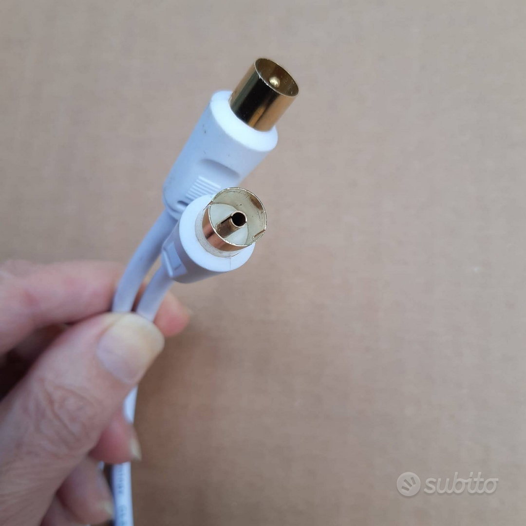 Cavo Coassiale Per Antenna TV 5m - Con Adattatore Femmina, Bianco - Foto 7