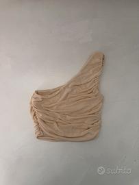 Top monospalla donna color crema