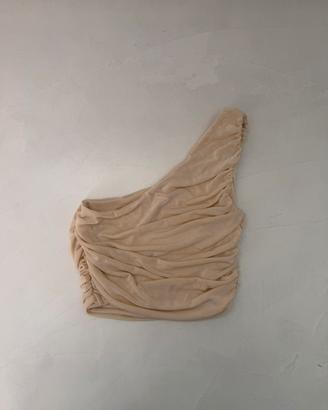 Top monospalla donna color crema