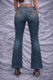 Jeans donna A.N.A. bootcut vita bassa Y2K strass