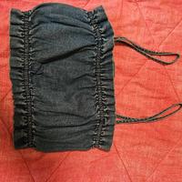 Top Corto in Denim Tezenis con Spalline Sottili