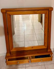 Specchiera in legno con cassettini