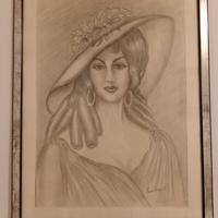 Dipinto su cartoncino a carboncino