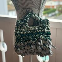 Borsa in rafia e jeans fatta a mano