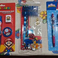 set cancelleria: SUPERMARIO+penne SPIDEY+SONIC 