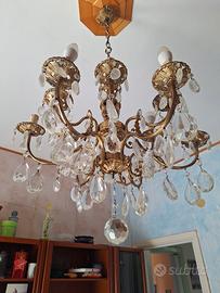 lampadario gocce di  ottone