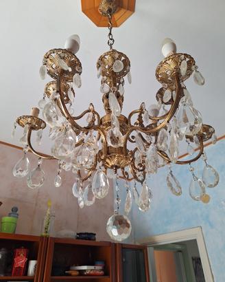lampadario gocce di  ottone