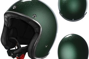 CASCO JET VINTAGE MOTO STORMER VERDE GLITTERATO