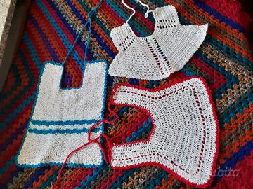 Tre bavaglini/bavette nuove uncinetto