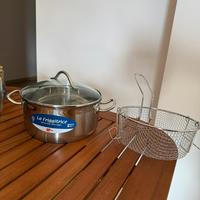 Pentola Acciaio inox con coperchio e cestello