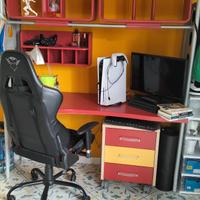 Letto contenitore, scrivania e libreria