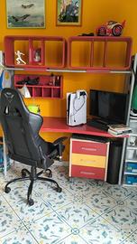 Letto contenitore, scrivania e libreria
