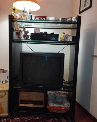 Mobile porta TV, libreria, porta oggetti.  Nero