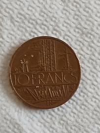 moneta da 10 franchi del 1980