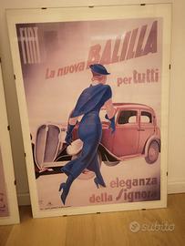 Poster vintage FIAT Balilla con cornice in vetro 5