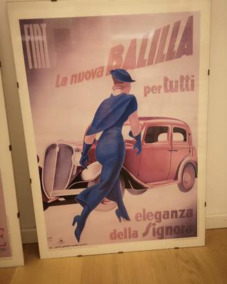 Poster vintage FIAT Balilla con cornice in vetro 5