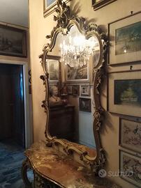 SPECCHIERA E CONSOLLE IN MARMO SICILIANO